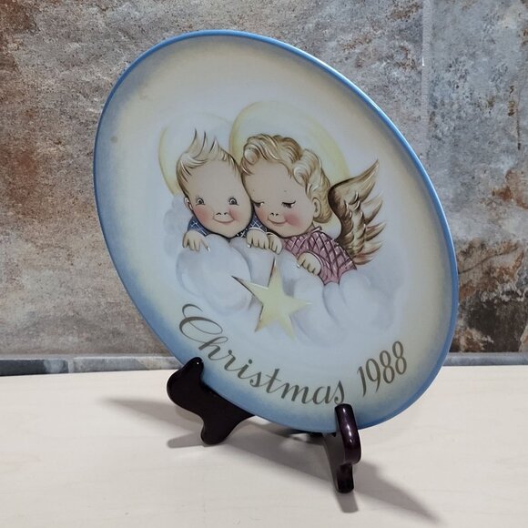 Schmid Hummel Christmas 1988 Cheerful Cherubs Decorative Wall Hanging Plate - Picture 10 of 12